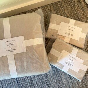 Parachute Home Linen Duvet Cover (Full/Queen) and two Euro Shams in Bone, NWT